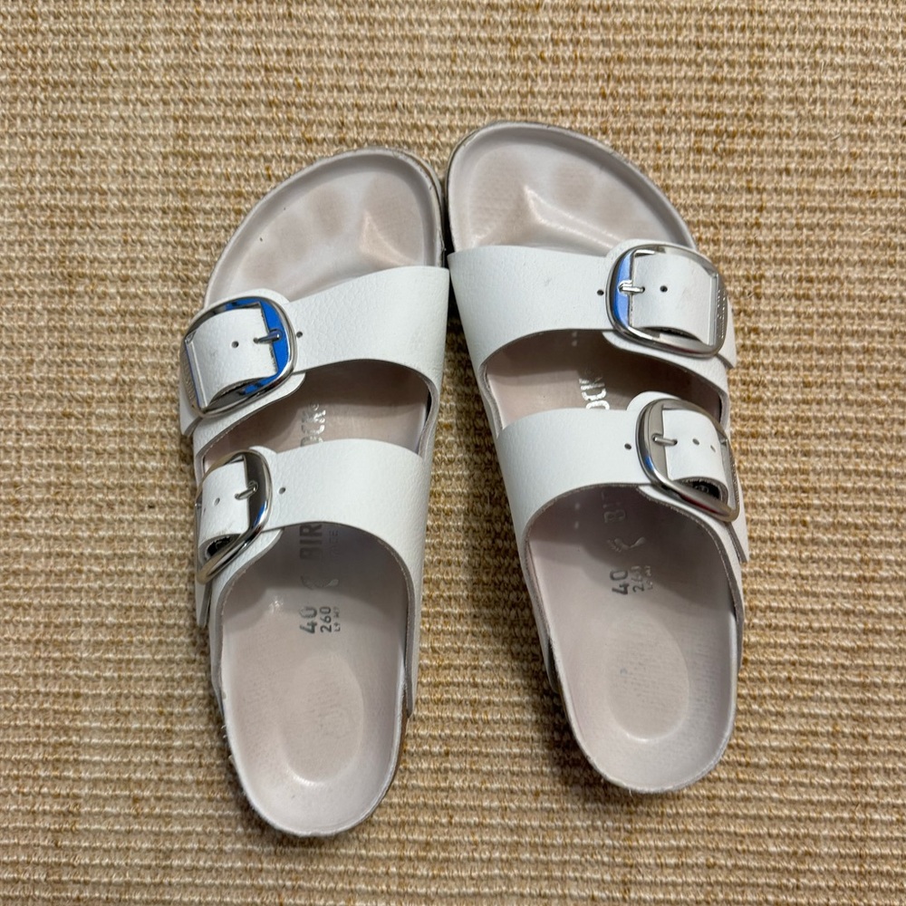 White Leather Birkenstock Sandals